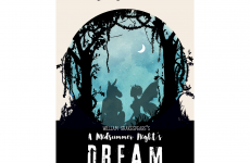Theatre poster featuring a moon and characters Theatre poster featuring a moon and characters