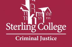 Sterling College logo with outline of main building with words Criminal Justice undernearth