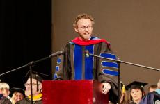 The first convocation of the Sterling College academic year took place on Aug. 18, in Culbertson Auditorium in Spencer Hall. Keynote speaker Dr. Glenn Butner, associate professor of theology and ministry, delivered his speech “Christian Education in the W