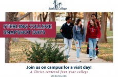 Sterling College Snapshot Days promotion with students walking on a sidewalk Sterling College Snapshot Days promotion with students walking on a sidewalk