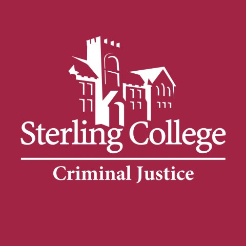 Sterling College logo with outline of main building with words Criminal Justice undernearth