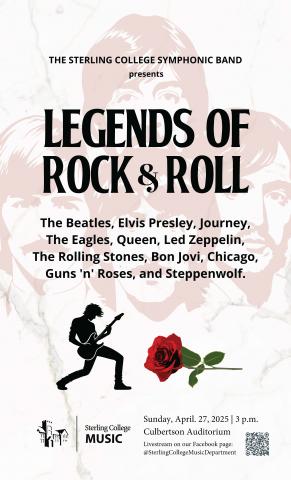 concert poster with faces of people in the background and someone playing a guitar