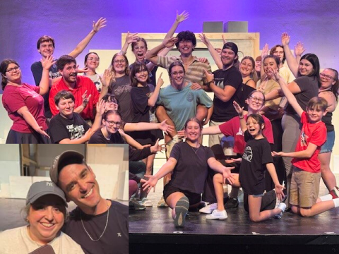 Theatre students rehearsing on stage Theatre students rehearsing on stage