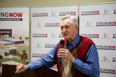Randy Henry, Sterling College board member, addresses the attendees of the Public Reception for the SterlingNOW Capital Campaign at Studio 96 on March 8, 2018.