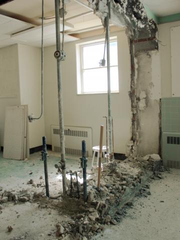 Removal of the wall between the drawing and ceramics studios.
