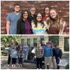 2 photos of groups of people standing and smiling at the camera